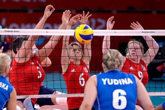 Emma Wiggs and the British sitting volleyball team competes at London 2012.