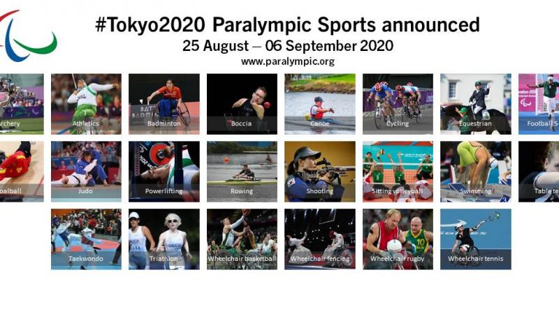 The IPC has decided that 22 sports will make up the Tokyo 2020 Paralympic Games sports programme.