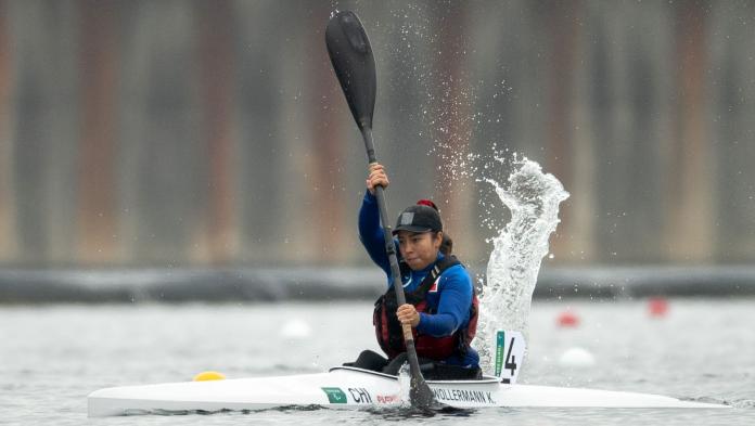 Katherinne Wollermann, a Para canoe athlete from Chile, competes at the Tokyo 2020 Paralympics