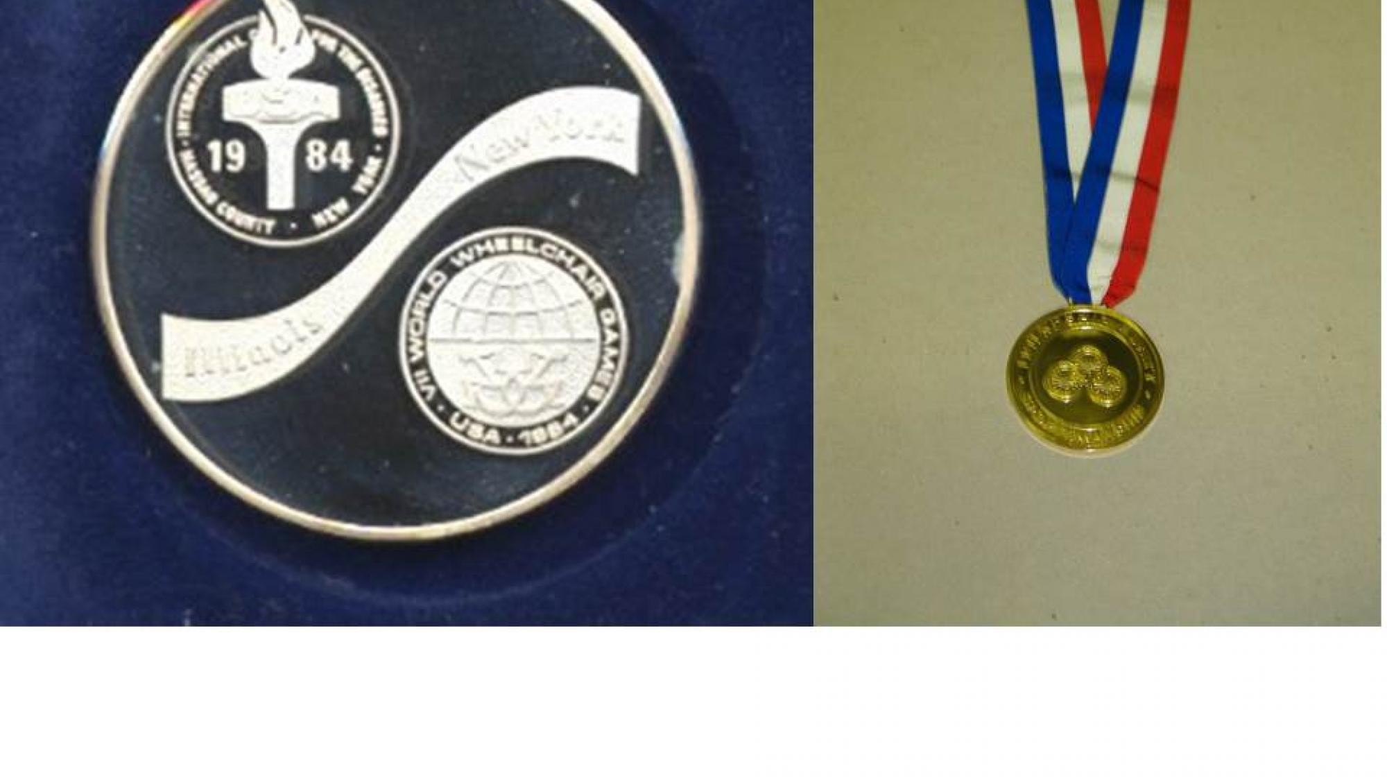 The medals of the New York / Stoke Mandeville 1984 Paralympic Games