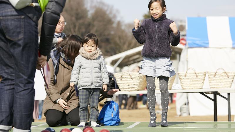 Japanese kids try boccia at one of the live site venues
