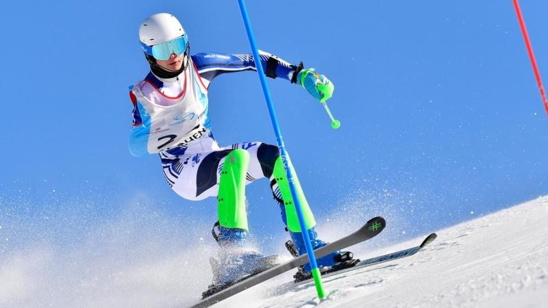 An armless male skier competing