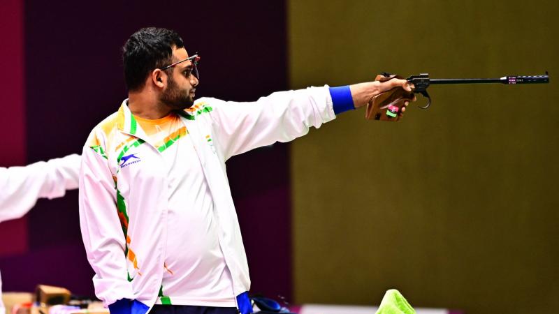 Indian shooting Para sport athleteManish Narwal in action