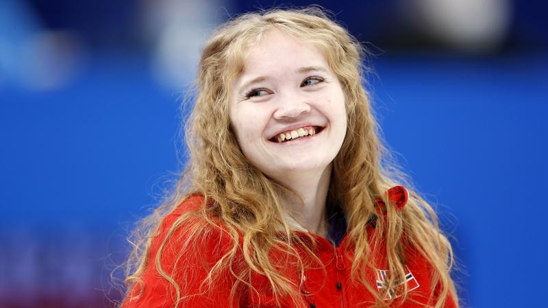 Norwegian Wheelchair Curling player Mia Sveberg smiles