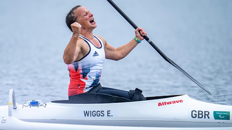 Para canoeist Emma Wiggs roars in celebration