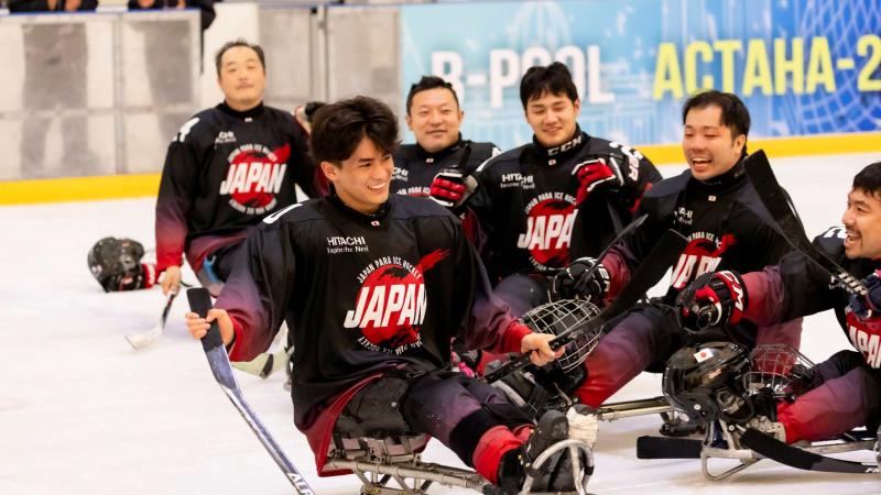 Athletes celebrate in joy