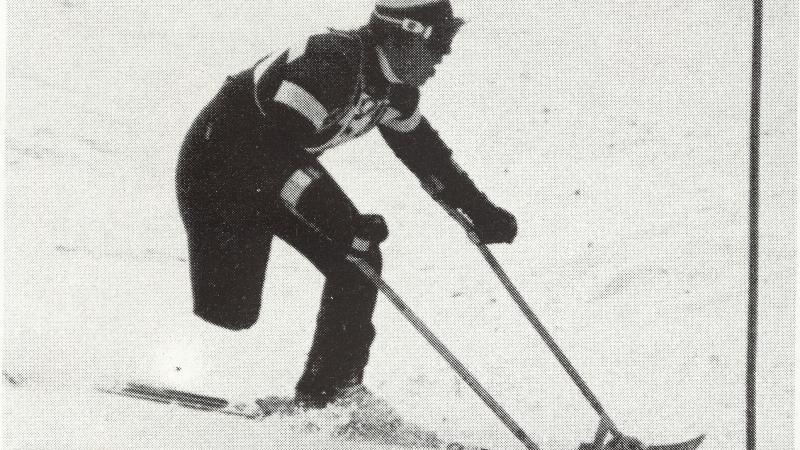 Athlete during the Alpine skiing events in Ornskoldsvik Paralympic Games