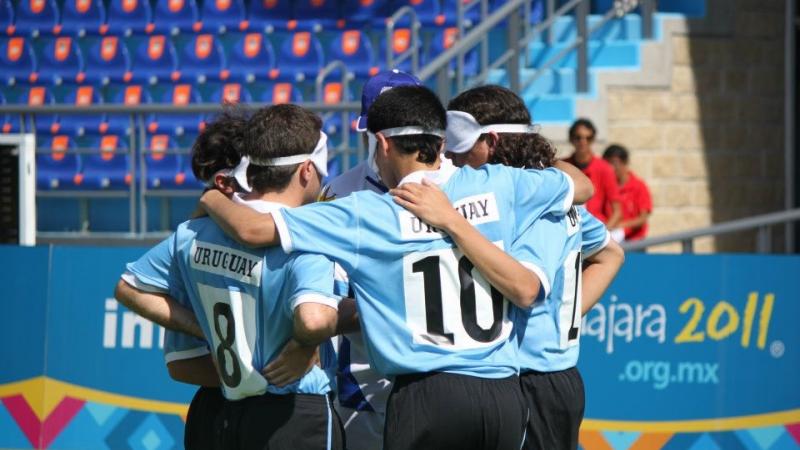 Football 5-a-side Team Uruguay during a game at the 2011 Parapan American Games in Guadalajara, Mexico