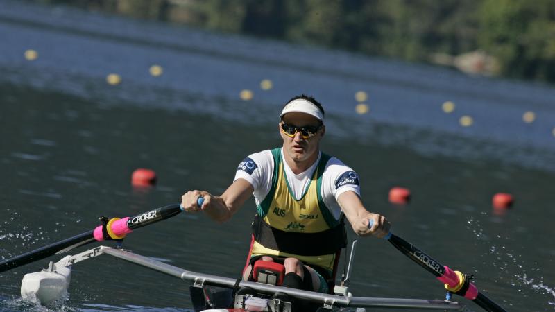 A picture of a person rowing