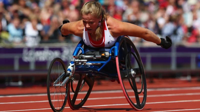 Hannah Cockroft set a new Paralympic record in the women's 100m - T34 at the London 2012 Paralympic Games