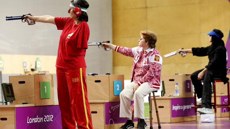 A picture of women at the shooting competition