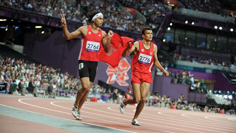 Tunisian Athletes celebrate at Lyon 2013