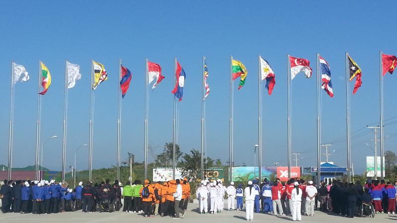 Flag raising Myanmar 2014