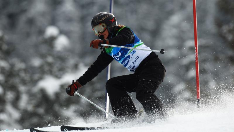 Paquita Ramirez Capitan of Andorra competes in the Women's Visually Impaired Slalom during Day 3 of the 2010 Vancouver Winter Paralympics at Whistler Creekside on March 14, 2010 in Whistler, Canada