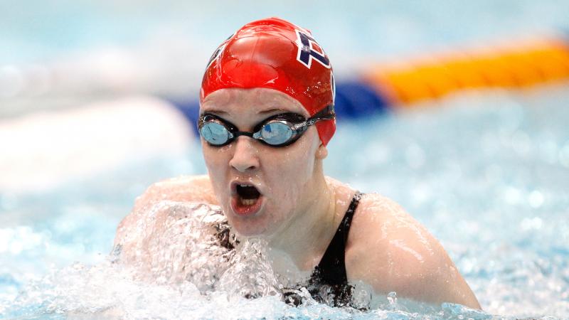 British swimmer Stephanie Slater comes up for a breath of air.