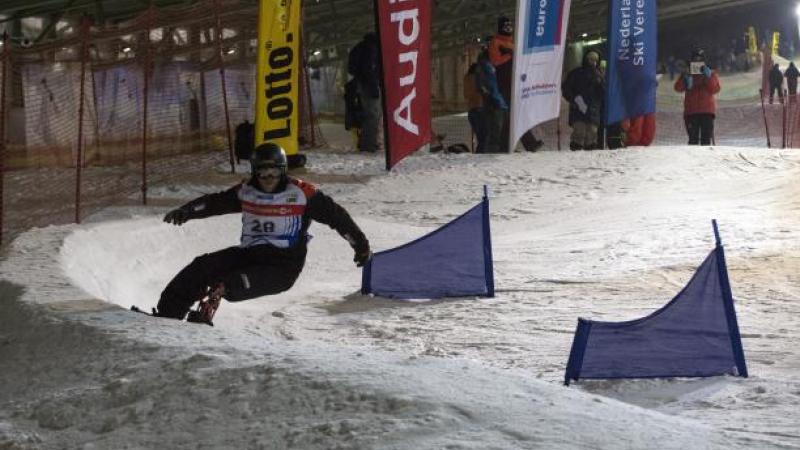 American rider Mike Schultz had an incredible debut at the para-snowboard World Cup in Landgraaf, the Netherlands.