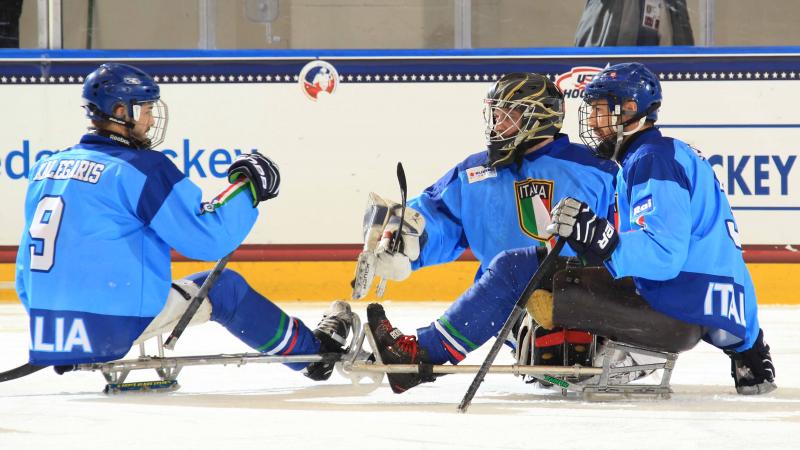 Italy v Germany at the Buffalo 2015 IPC Ice Sledge Hockey World Championships A-Pool 