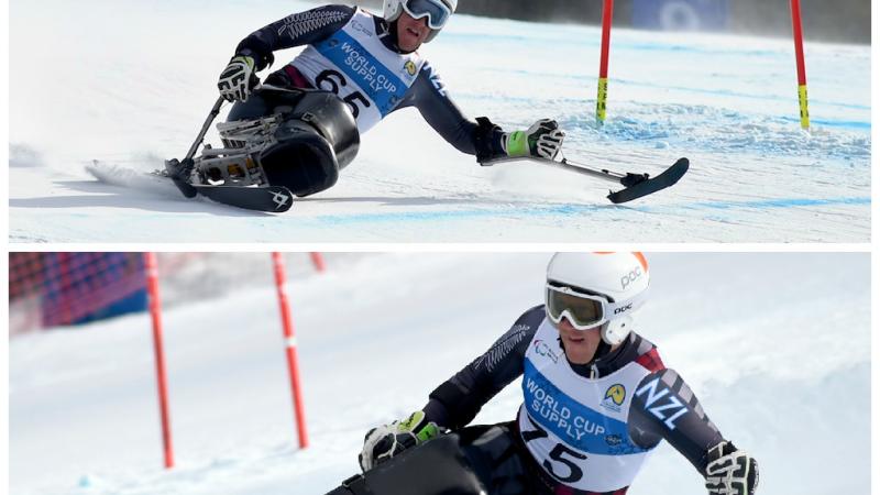 New Zealand sit-skier Corey Peters competes at the 2015 IPC Alpine Skiing World Championships, Panorama, Canada.