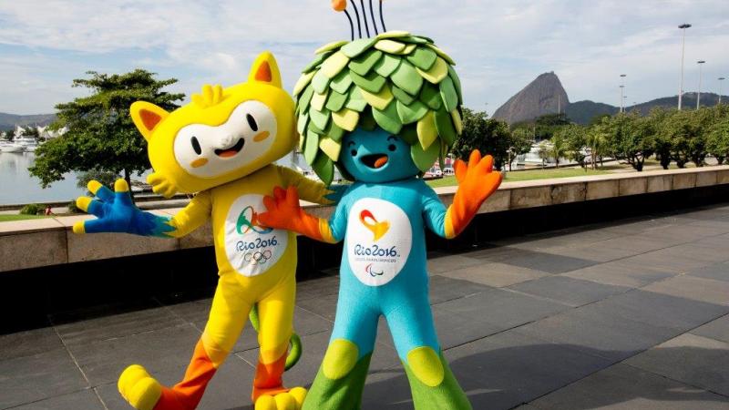 Vinicius and Tom, mascots for the Rio 2016 Olympic and Paralympic Games.