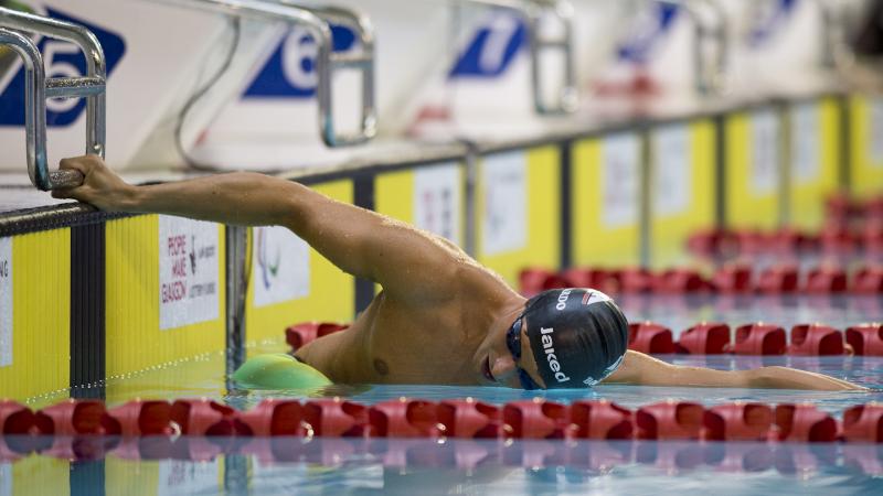 Francesco Bocciardo of Italy competing in the Men's 400m Freestyle S6 at the 2015 IPC Swimming World Championships in Glasgow