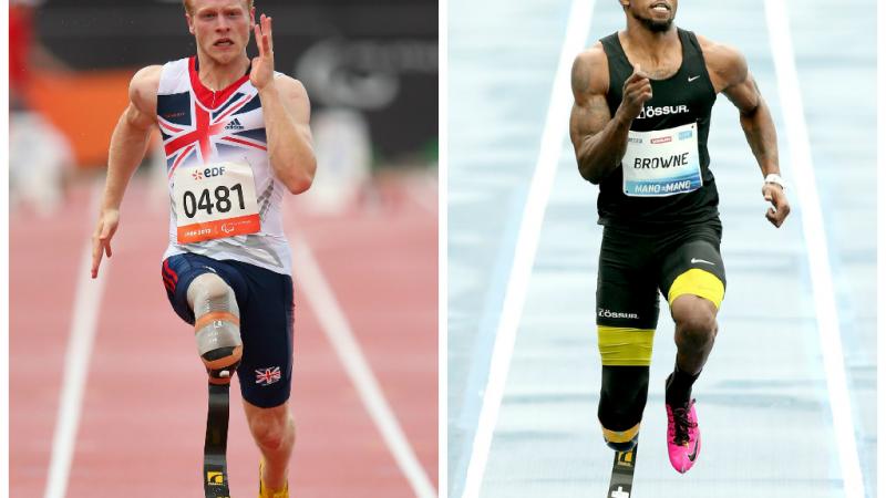 Great Britain’s Jonnie Peacock and the USA’s Richard Browne may be big rivals on the track.