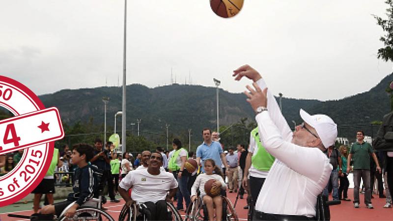 Sir Philip playing wheelchair basketball in Rio