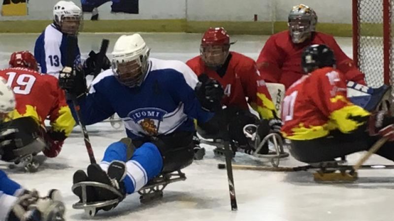 View on ice sledge hockey field of play