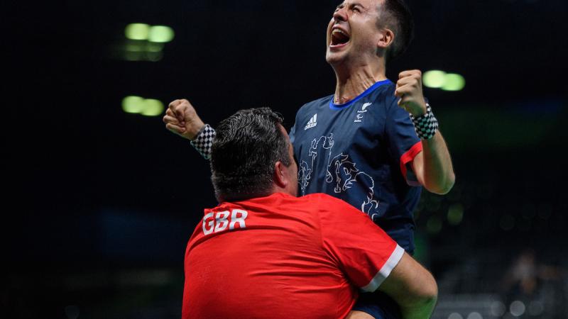 Will Bayley celebrates his 3-1 win against Israel Pereira Stroh BRA in the Men's Singles - Class 7