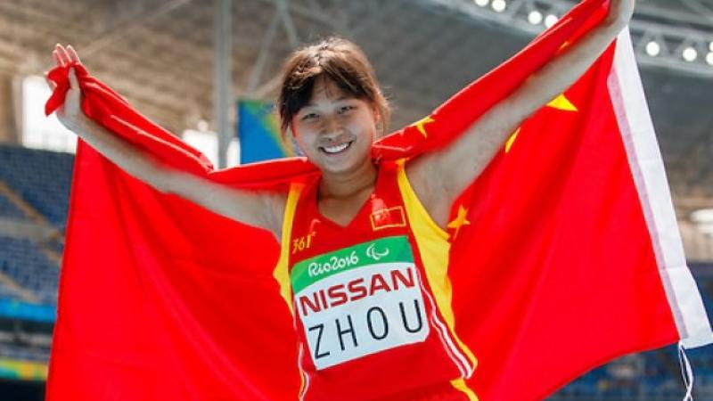 Xia Zhou CHN the Gold Medal winner in the Women's 200m