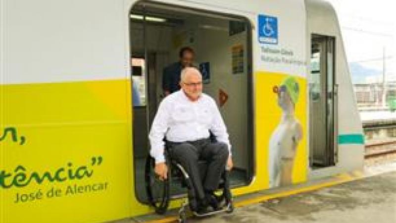 Sir Philip Craven was among the first passengers on the Rio 2016 Celebrate Literature train.