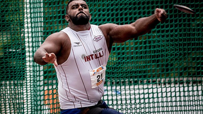 Brazil's Thiago Paulino improved his own discus F57 world record on 21 April 2017 with a throw of 48.04m.