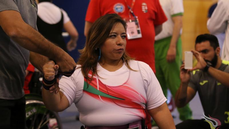 Mexico's Amalia Perez competing at the 2017 World Para Powerlifting World Cup in Eger, Hungary.