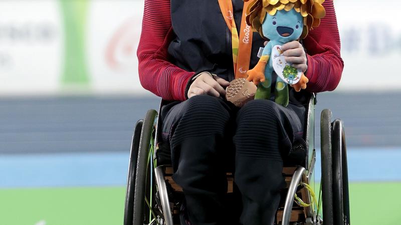 The USA's Cassie Mitchell won a bronze medal in the women's club throw F51 at Rio 2016.