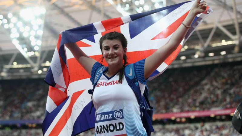 Young female Para athlete Hollie Arnold British flag