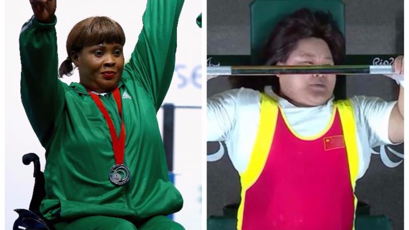 Two female Para powerlifters