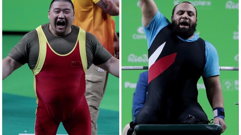 two male Para powerlifters on the bench