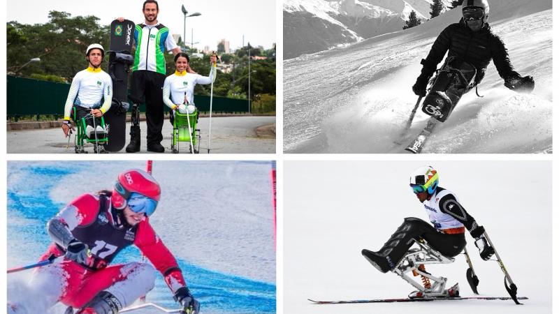 Para skiers competing on the slopes