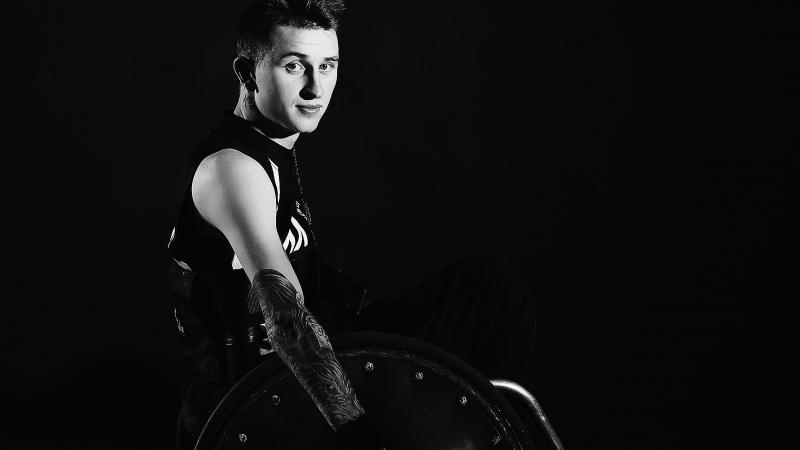 A male wheelchair rugby player