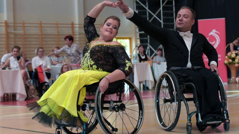 Male and female wheelchair dancers perform 