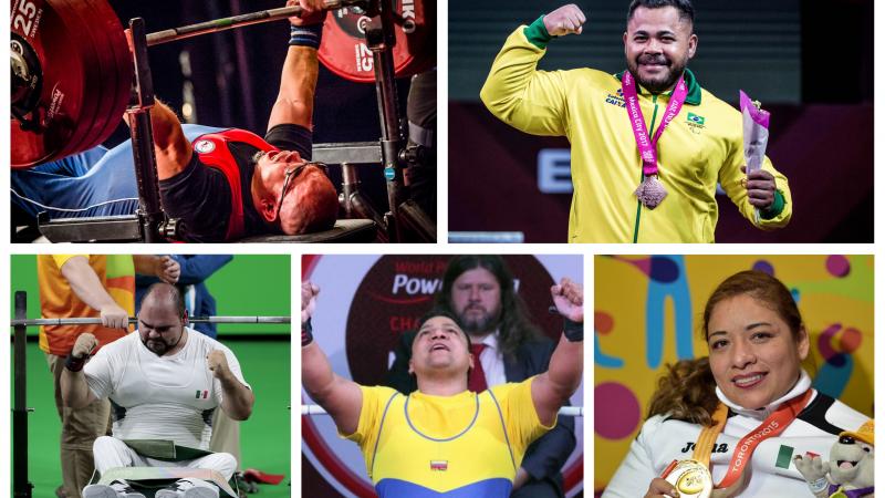 five male and female powerlifters