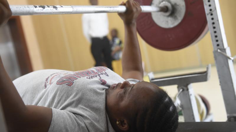 Para powerlifter practices during training camp in Lagos