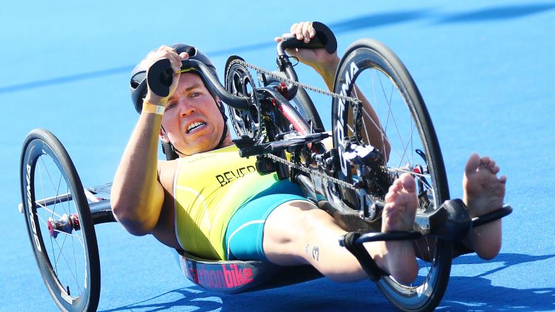 Australia man racing in a handcycle 