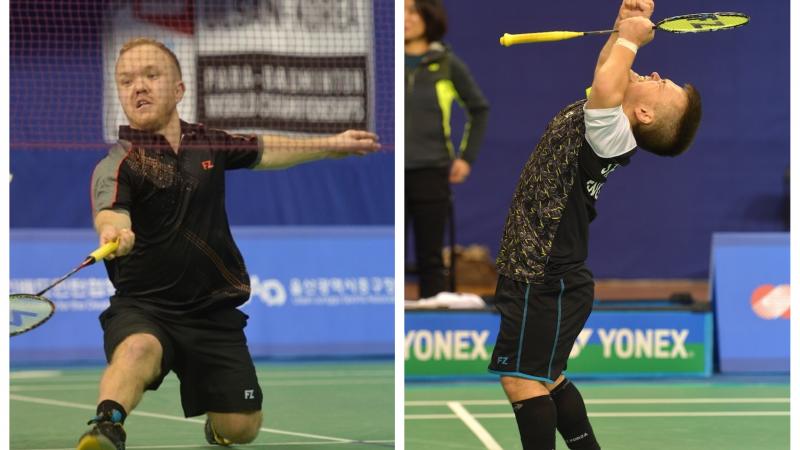 male Para badminton players Jack Shephard and Krysten Coombs