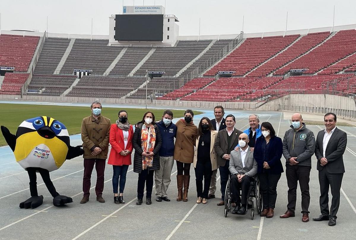 Santiago 2023 representatives pose for a group photo after announcing the Games venues.