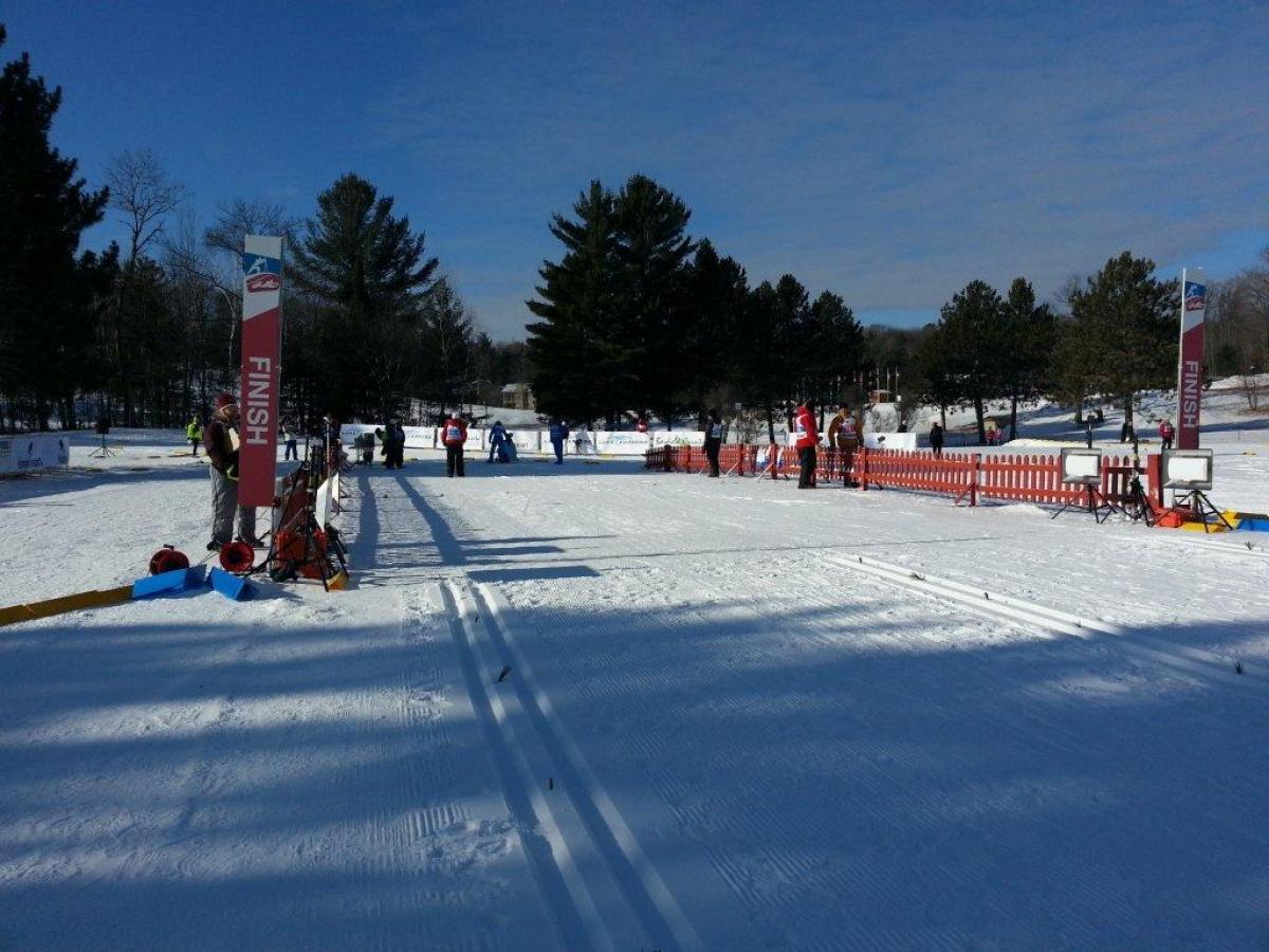 A picture of a Nordic skiing finish line.