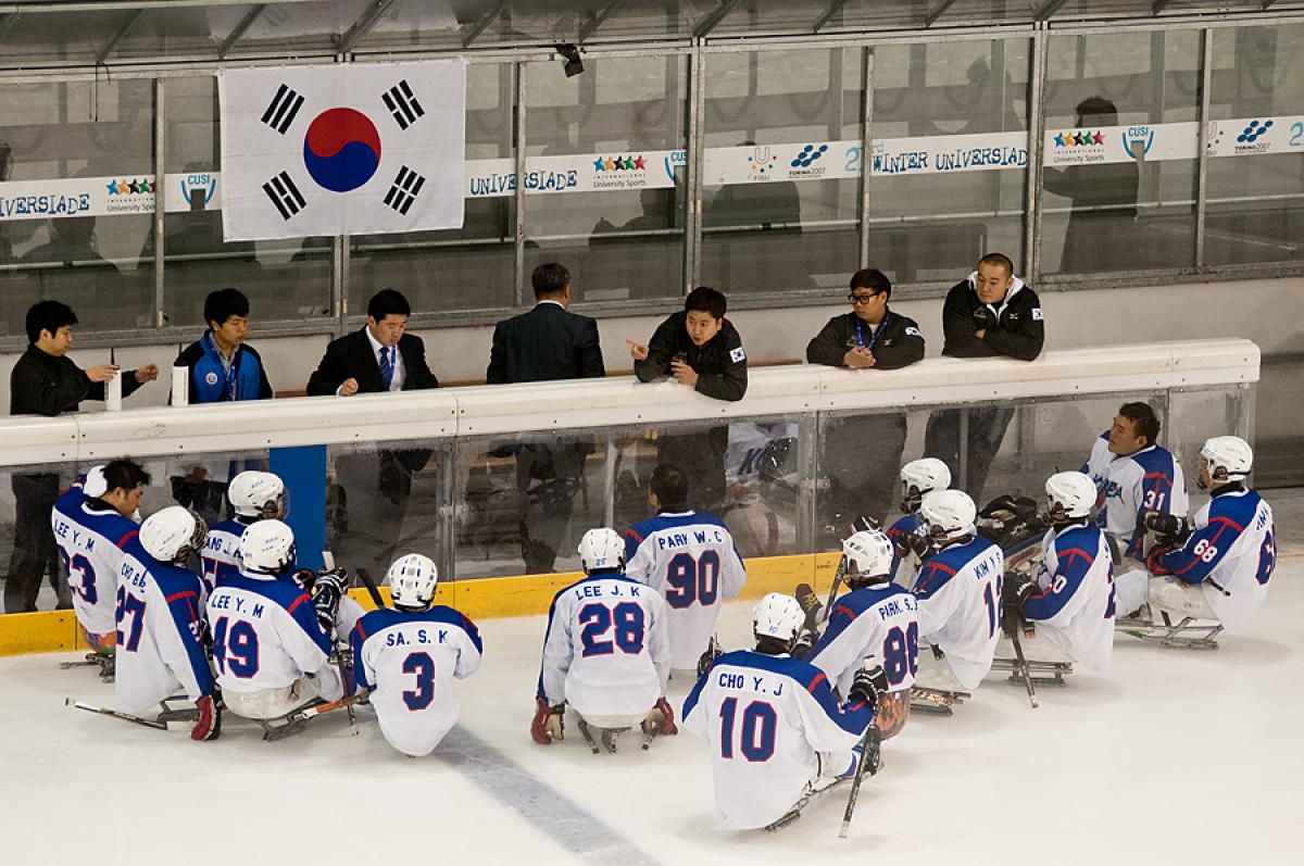 South Korea's ice sledge hockey team