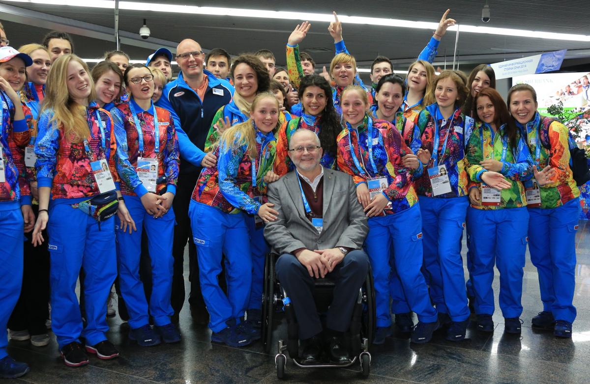 Sir Philip Craven arrives at Sochi 2014