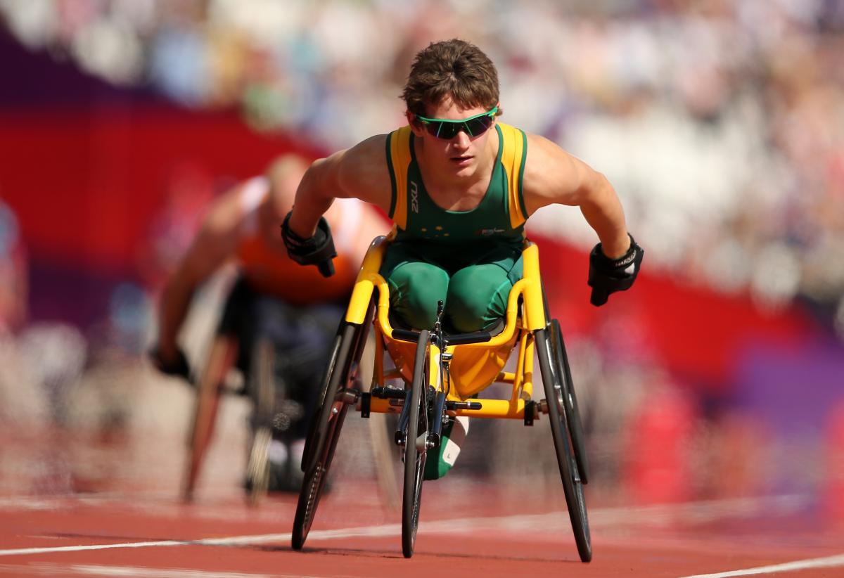 Wheelchair athlete on the track