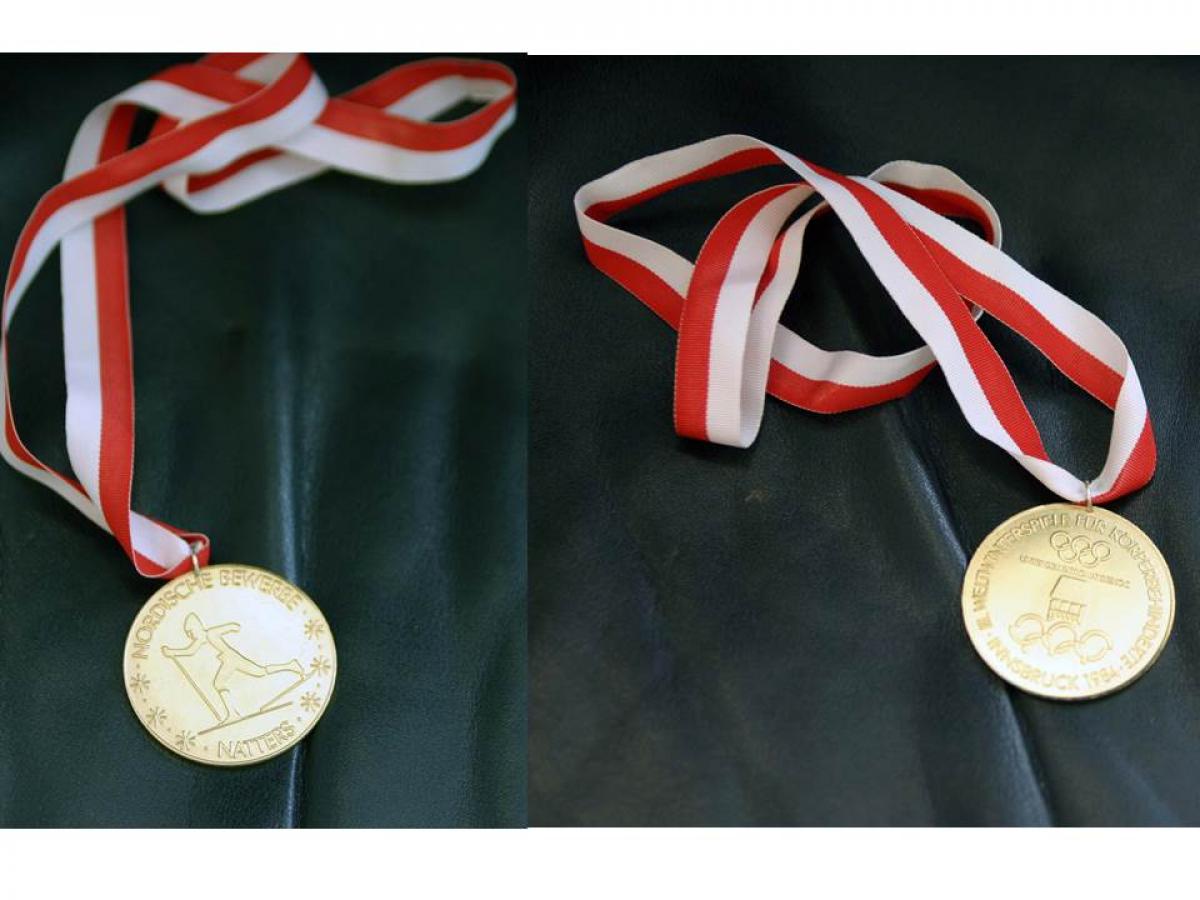 The medals of the Innsbruck 1988 Paralympic Winter Games
