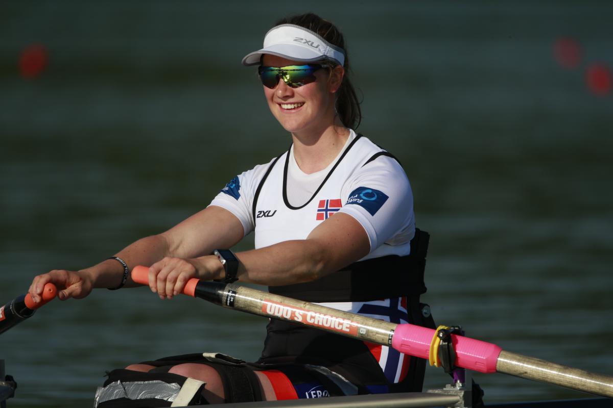Norway's Birgit Skarstein, AS Women's Single Sculls heat, 2015 World Rowing Cup II Varese, Italy
